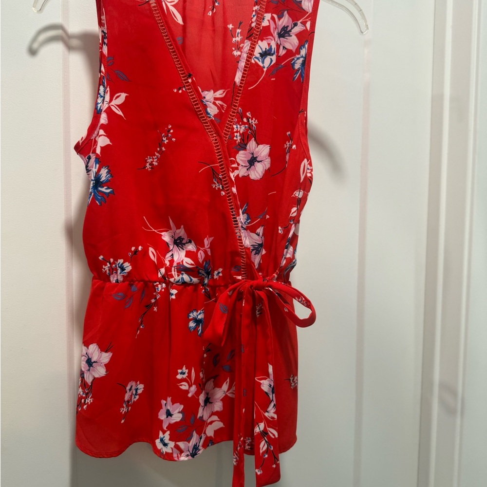 Sienna Sky Red Floral Sleeveless Blouse